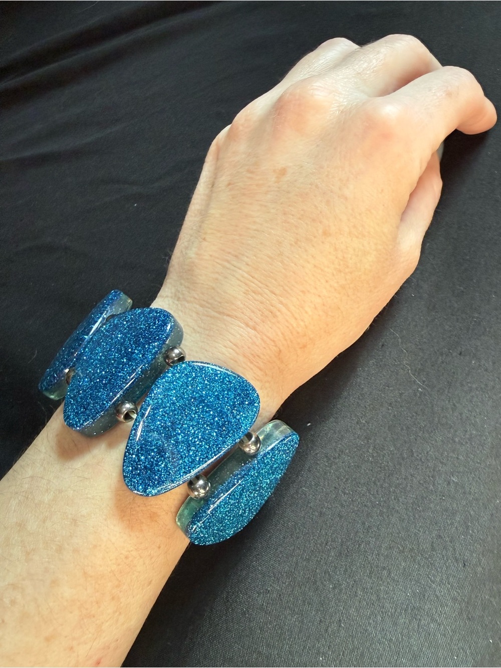 Blue Glitter Statement Bracelet - Unbranded